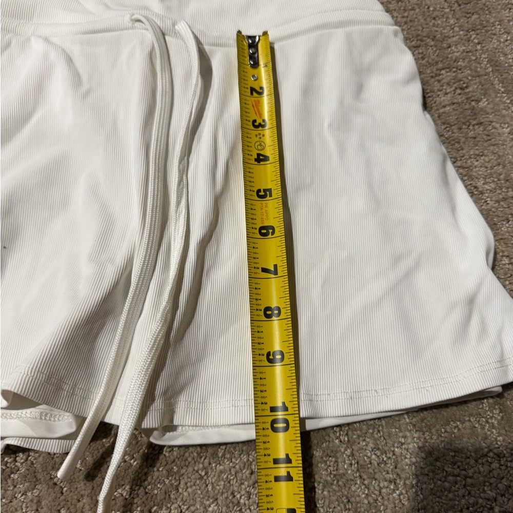 Lanston Sport White Ribbed Micro Mini Skort Womens M Built In Shorts Tennis - Picture 7 of 7